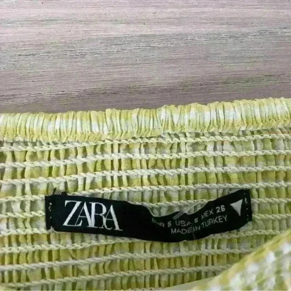 ZARA GINGHAM LIME GREEN CROP TOP size S - Picture 6 of 6